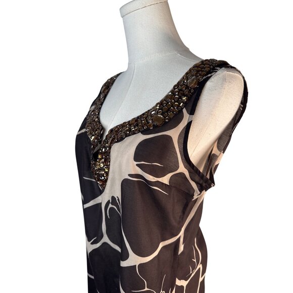 ZARA Sleeveless Small Beaded Scoop Neck Shift Dress Cotton & Silk Blend - Picture 6 of 14